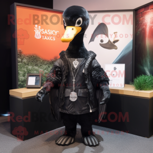 Black Swans mascot costume character dressed with a Jacket and Keychains