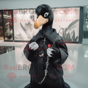Black Swans mascot costume character dressed with a Jacket and Keychains