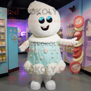 Cream Candy mascot costume character dressed with a Romper and Wraps