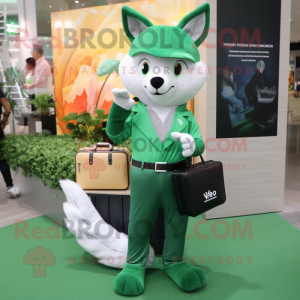 Green Fox mascot costume character dressed with a Polo Tee and Clutch bags