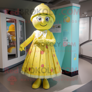 nan Lemon mascot costume character dressed with a A-Line Dress and Wraps