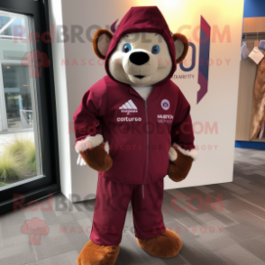 Maroon Alliance mascot costume character dressed with a Windbreaker and Pocket squares