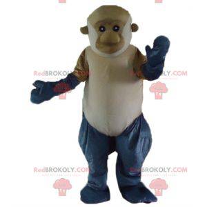 Gigante mascotte scimmia marrone grigio e bianco -