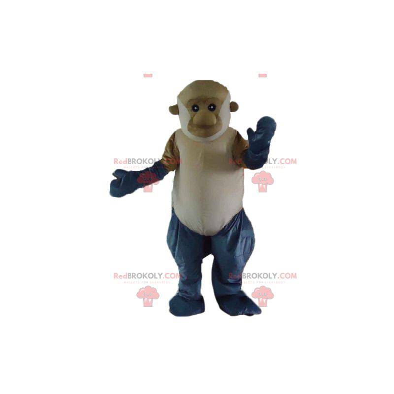 Giant gray and white brown monkey mascot - Redbrokoly.com