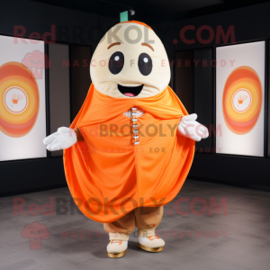 Orange Bagels mascot costume character dressed with a Windbreaker and Shawls