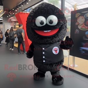 Black Sushi mascot costume character dressed with a Playsuit and Cufflinks