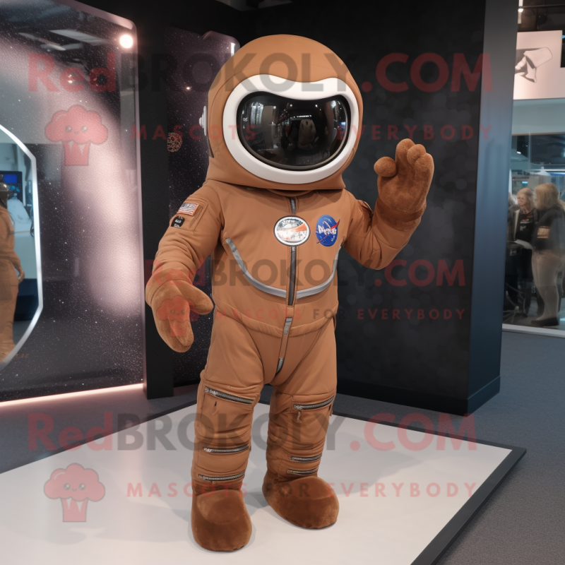 Brown Astronaut mascot costume character dressed with a Blazer and Caps Brown Astronaut mascot costume character dressed with a Blazer and Caps
