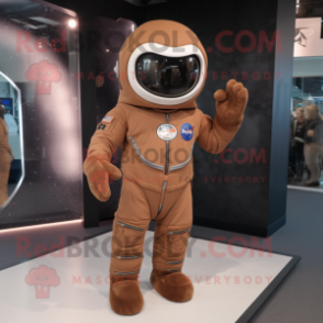 Brown Astronaut mascot costume character dressed with a Blazer and Caps