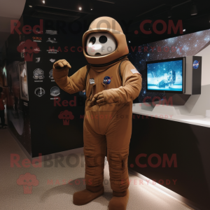 Brown Astronaut mascot costume character dressed with a Blazer and Caps