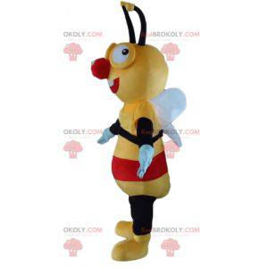 Bee mascotte geel zwart en rood erg lachend - Redbrokoly.com