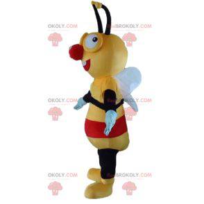 Bee mascot yellow black and red very smiling - Redbrokoly.com