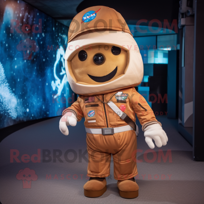 Brown Astronaut mascot costume character dressed with a Blazer and Caps