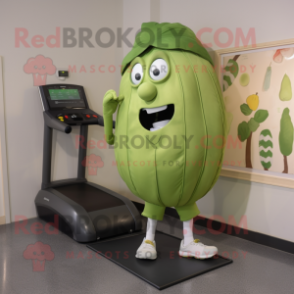 Olive Phone mascot costume character dressed with a Running Shorts and Foot pads
