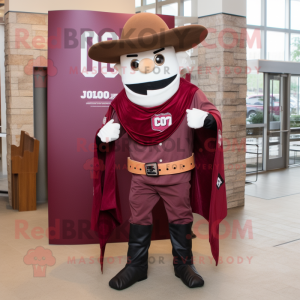 Maroon Cowboy mascot costume character dressed with a Jacket and Scarf clips