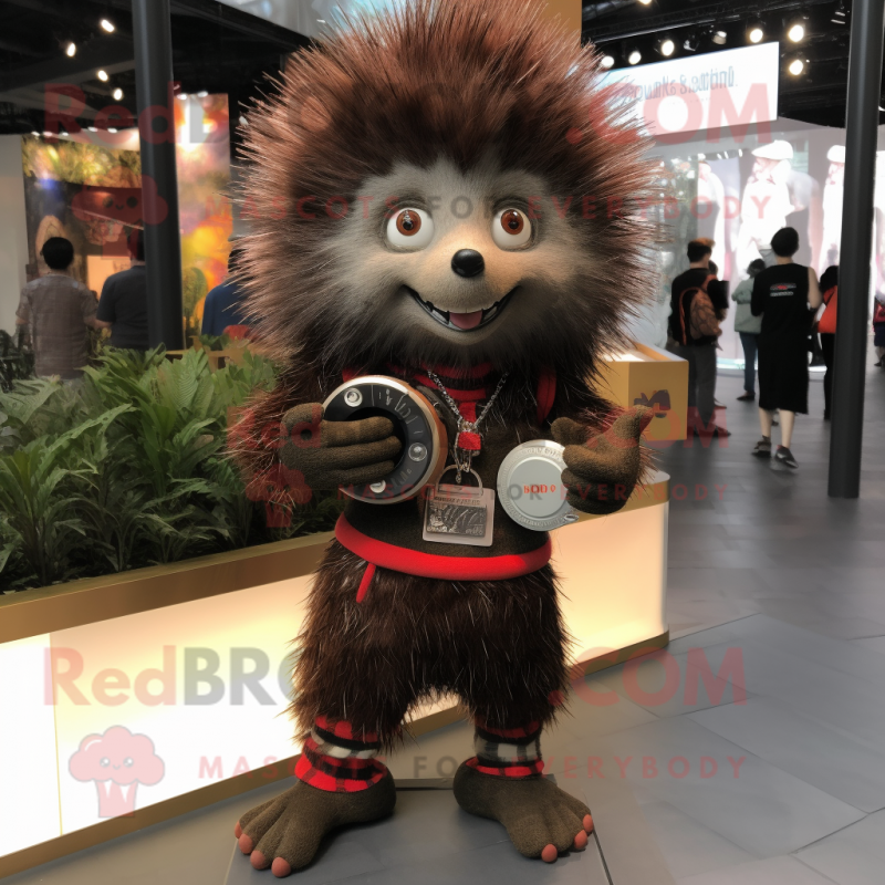 nan Porcupine mascot costume character dressed with a Trousers and Bracelet watches