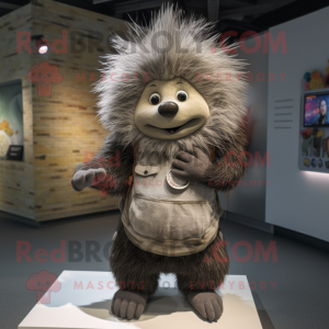 nan Porcupine mascot costume character dressed with a Trousers and Bracelet watches