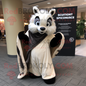 Beige Skunk mascot costume character dressed with a Cover-up and Shawls