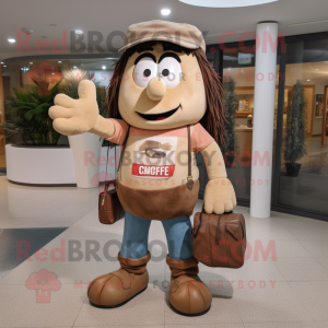 Tan Aglet mascot costume character dressed with a Mom Jeans and Wallets