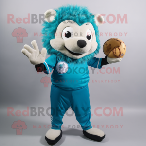 Cyan Hedgehog maskot kostym...