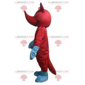 Mascotte rouge et bleu d'animal de créature atypique -