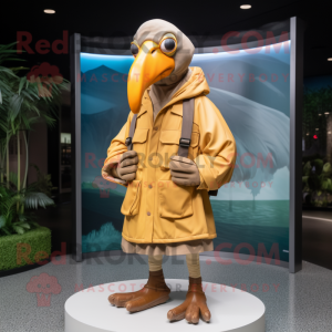 Tan Dodo Bird mascot costume character dressed with a Windbreaker and Wraps