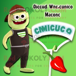 Olive Chicken Parmesan mascot costume character dressed with a One-Piece Swimsuit and Suspenders