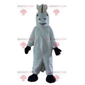 Mascote unicórnio cavalo branco e preto - Redbrokoly.com