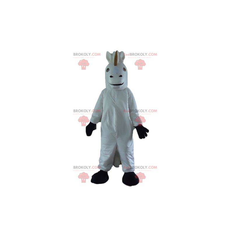 Mascote unicórnio cavalo branco e preto - Redbrokoly.com