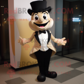 Tan Champagne mascot costume character dressed with a Tuxedo and Bow ties