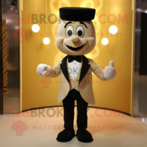 Tan Champagne mascot costume character dressed with a Tuxedo and Bow ties