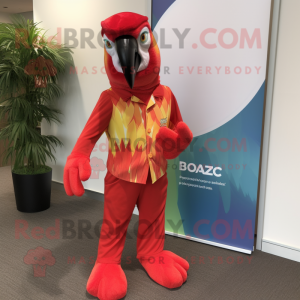 Rød Macaw maskot kostume...