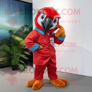 Rød Macaw maskot kostume...