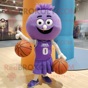 Lavender Basketball Ball mascot costume character dressed with a Sheath Dress and Keychains
