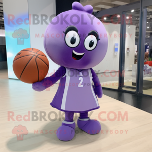 Lavender Basketball Ball mascot costume character dressed with a Sheath Dress and Keychains