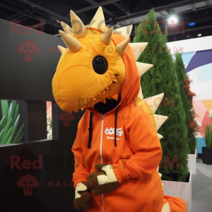 Orange Stegosaurus maskot...