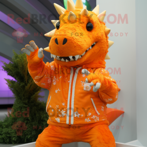 Orange Stegosaurus maskot...