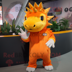 Orange Stegosaurus maskot...