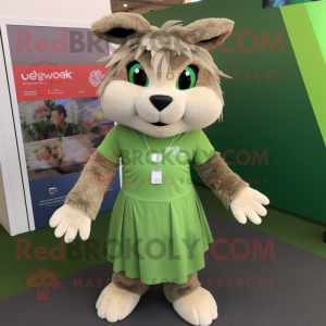 Olive Lynx maskot kostume...