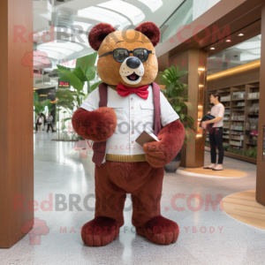 nan Bear mascot costume character dressed with a Jeggings and Reading glasses