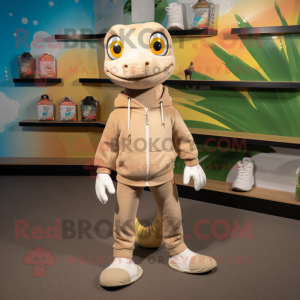 Tan Geckos maskot kostym...