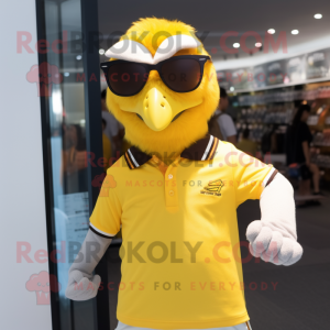 Gul Falcon maskot kostume...