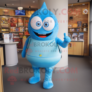 Blue Gyro mascot costume character dressed with a Leggings and Wallets