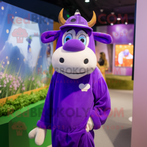 Lila Jersey Cow maskot...