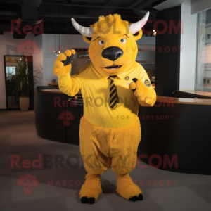 Geel Bison mascotte kostuum...