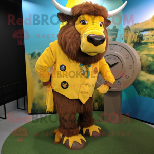 Geel Bison mascotte kostuum...