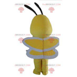 Mascote abelha amarelo bonito e colorido em preto e branco -