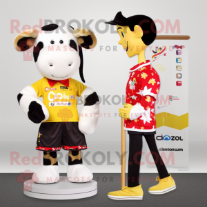 Gold Holstein Cow mascotte...