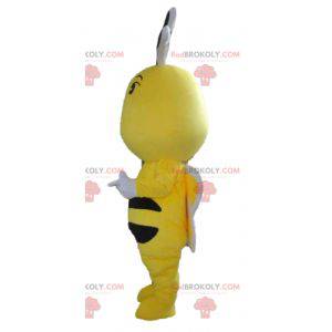 Leuke en kleurrijke gele zwart-witte bijenmascotte -