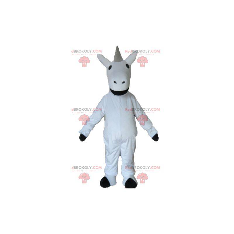 Mascotte de belle licorne blanche et noire géante -