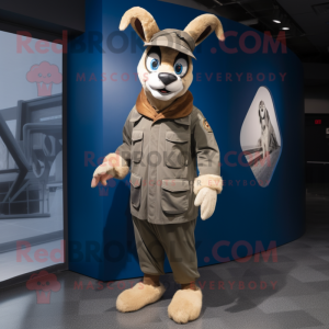 Navy Gazelle mascot costume character dressed with a Parka and Wraps